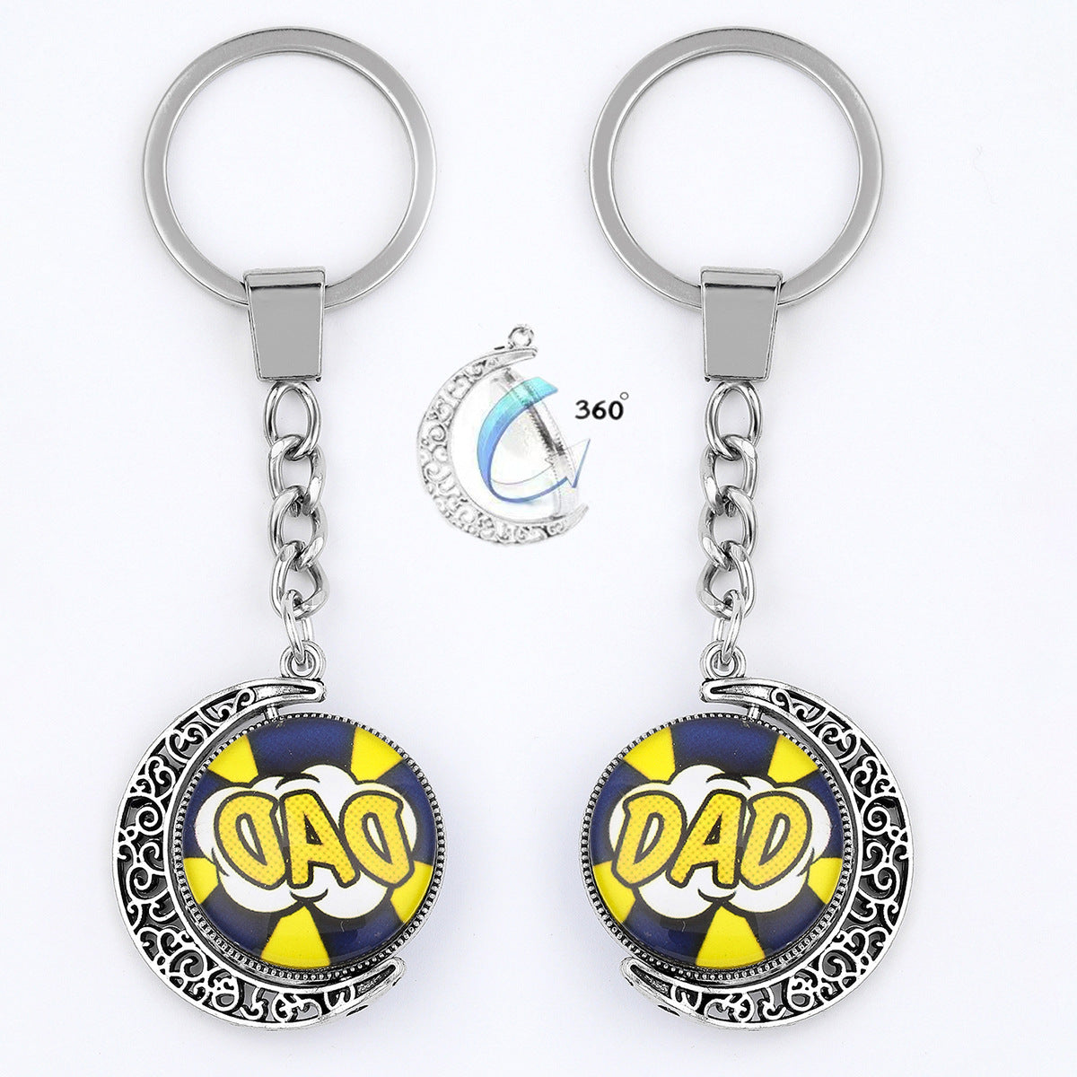 Wholesale Father's Day Thunder Cloud Time Gemstone Metal Keychain